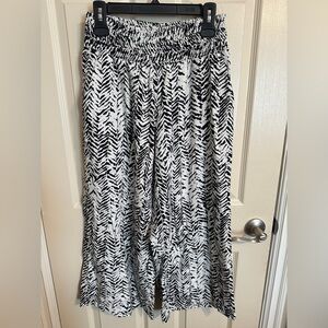 Tahari Patterned Wide Leg Animal Print Pants, Black & White, Sz L, NWOT